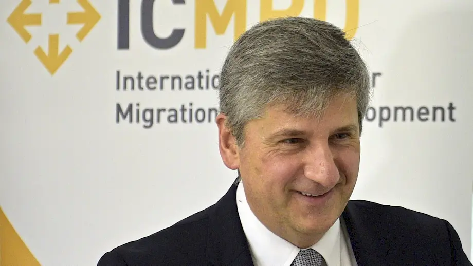 Generalni direktor Međunarodnog centra za migracijsku politiku, ICMPD, Michael Spindelegger na konferenciji u Beču. Photo: EPA/HANS PUNZ
