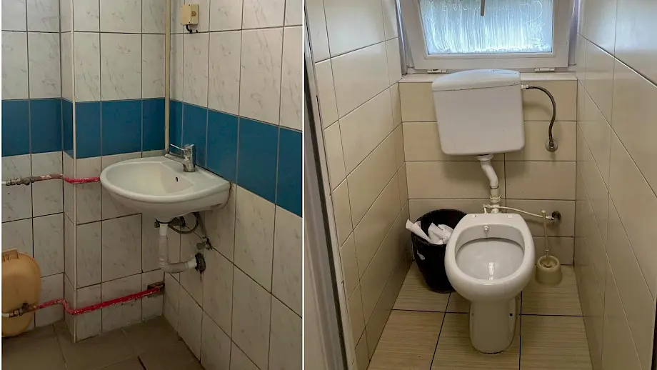 Toaleti u klinici za akušerstvo i ginekologiju u Gnjilanu. Foto: BIRN