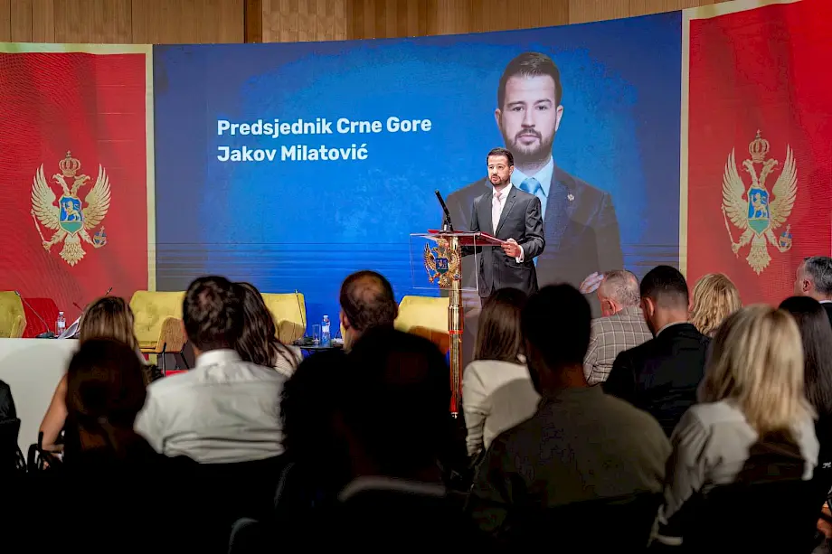 Milatović tokom uvodnog obraćanja. Foto: ​​​​Kancelarija za odnose s javnošću Predsjednika Crne Gore